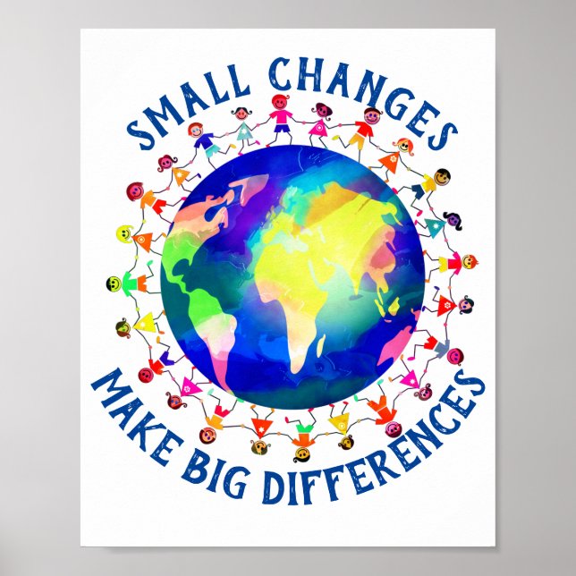Small Changes Make Big Differences Earth Day Poster (Front)