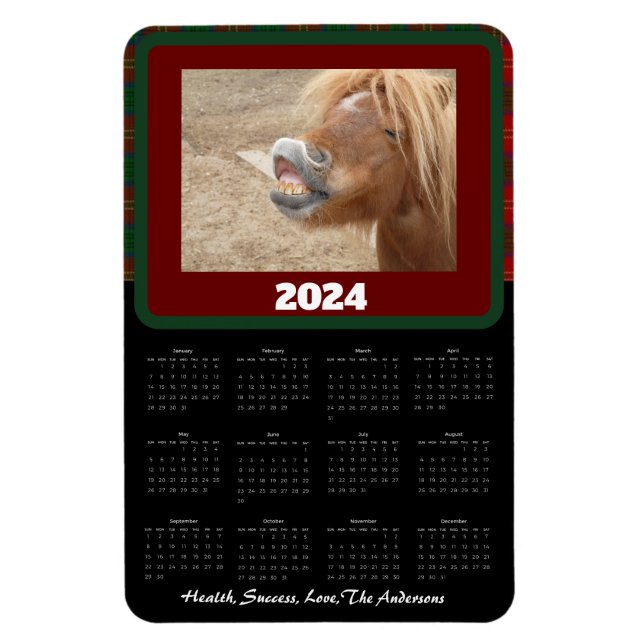 Small Checker Plaid Funny Pocket Calendar Magnet (Vertical)