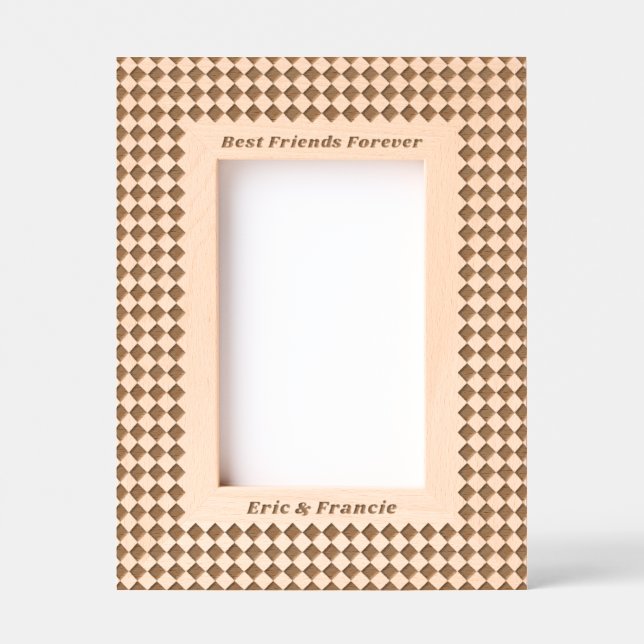 Small Checkerboard Pattern Best Friends Frame Engraved Frames (Front)