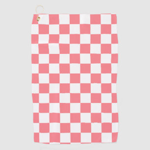 Small Checkers Blush Pink White Checkered Golf Towel