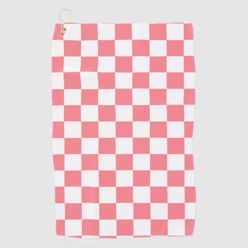 Small Checkers Blush Pink White Checkered   Golf Towel