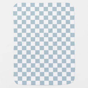 Small Checkers Pastel Blue White Checkered Baby Blanket