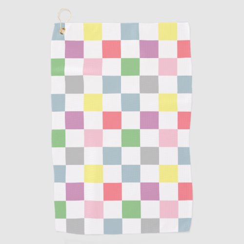 Small Checkers Pastel Colors White Checkered    Golf Towel