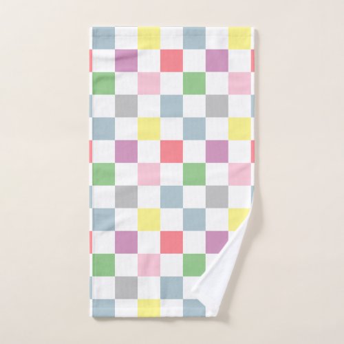 Small Checkers Pastel Colors White Checkered   Hand Towel
