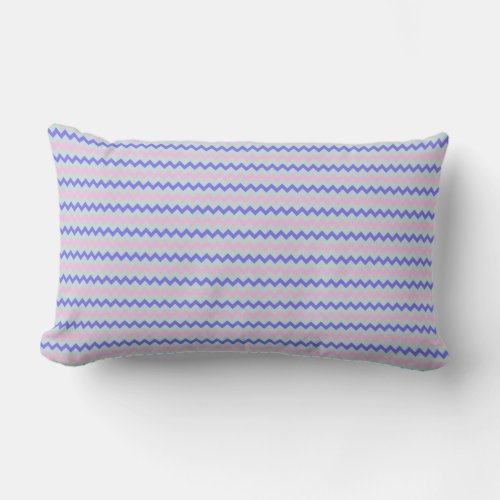 Small chevron pattern blue pink lumbar pillow