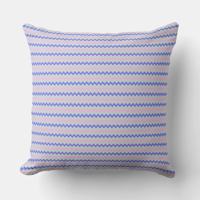 Small chevron pattern blue pink throw pillow (Front)