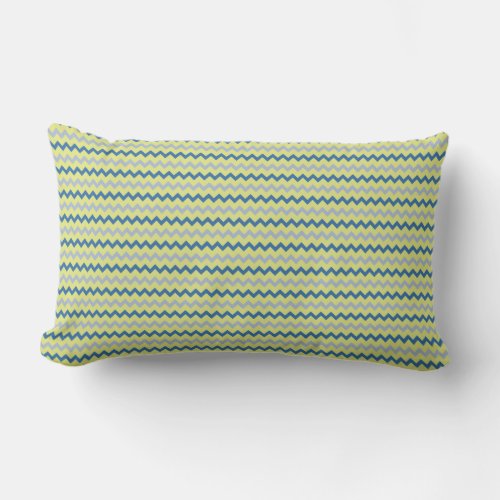 Small chevron pattern in green blue colors lumbar pillow