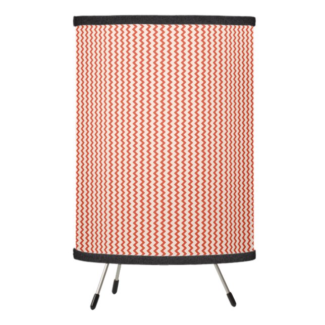 Small chevron zigzag two tone warm red pastel pink tripod lamp (Left)