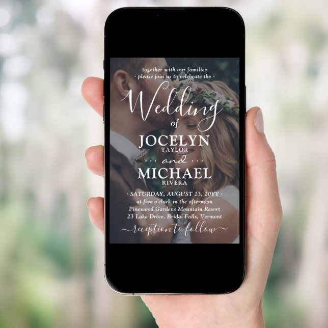 Small & Chic All-In-One QR Code RSVP Photo Wedding Invitation (Front Digital)