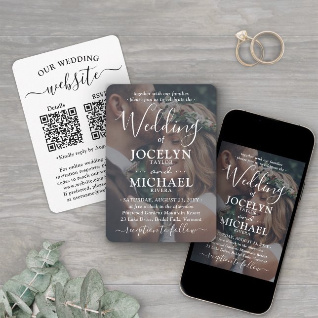 Small & Chic All-In-One QR Code RSVP Photo Wedding Invitation (Creator Uploaded)