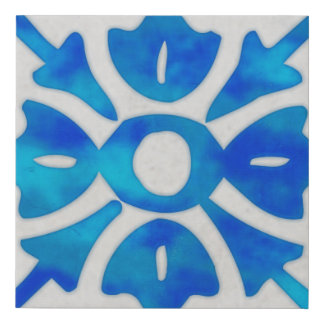 Small chinoiserie Blue tile wall art - indigo 8x8