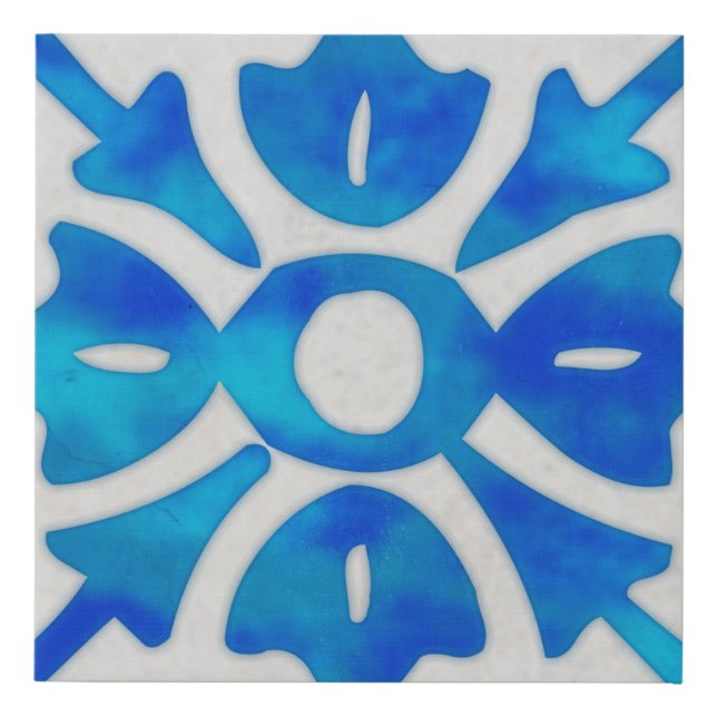 Small chinoiserie Blue tile wall art - indigo 8x8 (Front)