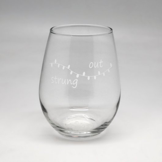 Small Christmas Clear Stemless Wine Glass (Front)