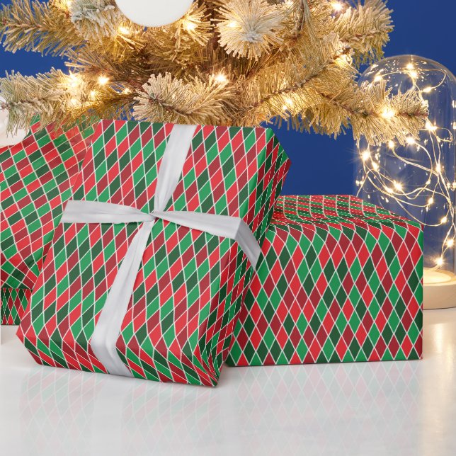 Small Christmas-Toned Harlequin Wrapping Paper (Holidays)