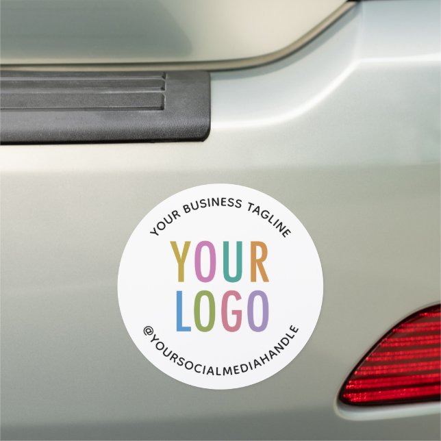 Small Circle Round Car Magnet Sign Custom Logo 7" (In Situ)