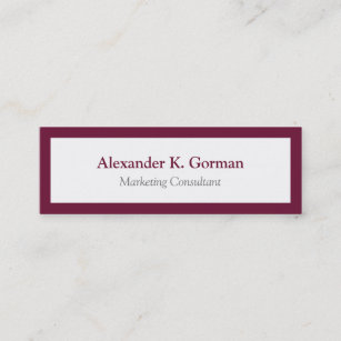 Small classic burgundy border solid professional mini business card