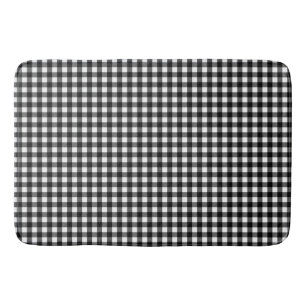 Small Classic Gingham Check Plaid Pattern Black  Bath Mat