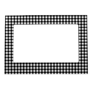 Small Classic Gingham Check Plaid Pattern Black   Magnetic Frame