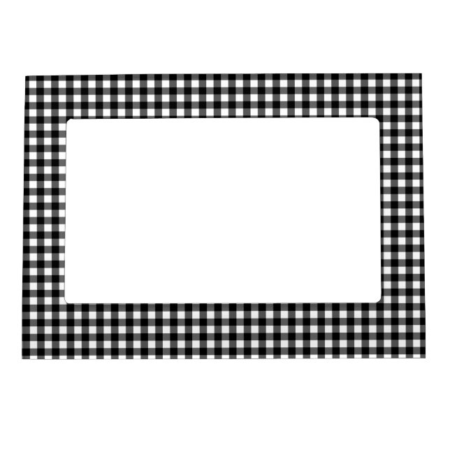 Small Classic Gingham Check Plaid Pattern Black   Magnetic Frame (Front)