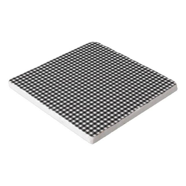 Small Classic Gingham Check Plaid Pattern Black   Trivet (Corner)
