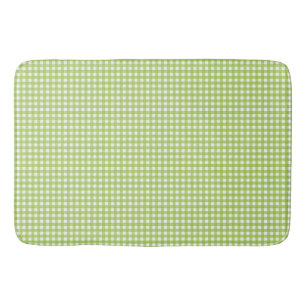 Small Classic Gingham Check Plaid Pattern Green  Bath Mat