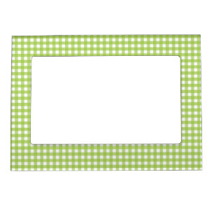 Small Classic Gingham Check Plaid Pattern Green  Magnetic Frame