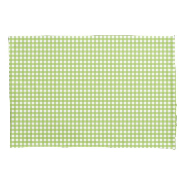 Small Classic Gingham Check Plaid Pattern Green  Pillow Case (Front-Left)