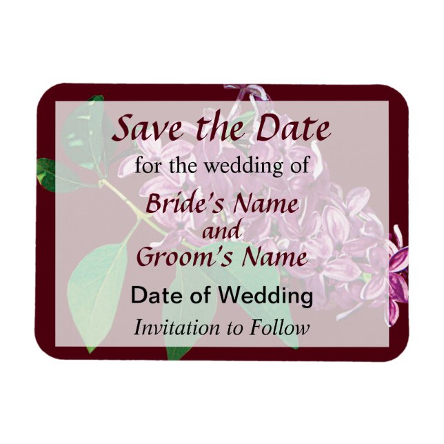 Small Cluster of Pink Lilacs Save the Date Magnet (Horizontal)