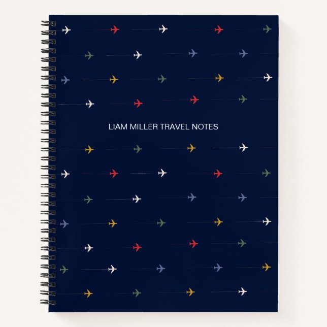 Small Colorful Airplanes Pattern Notebook (Front)