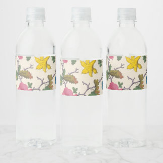 Small colorful flowers textile design water bottle label