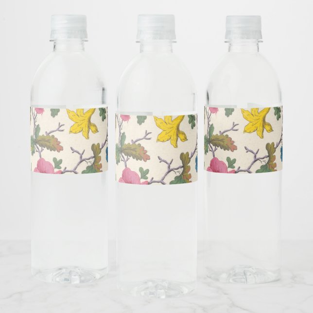 Small colorful flowers textile design water bottle label (Bottles)