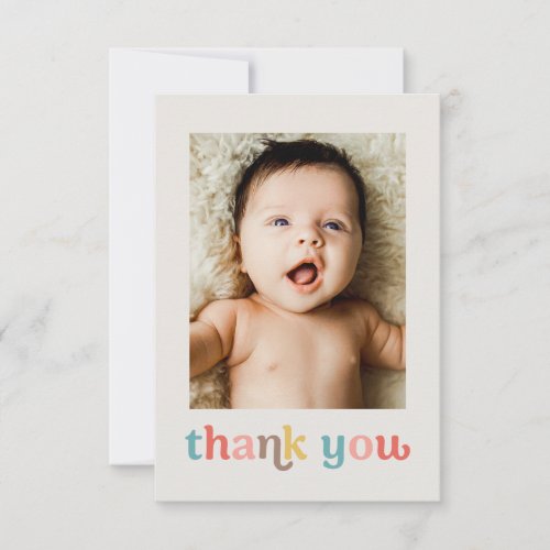 Small Colorful Trendy Custom photos Baby Shower Thank You Card