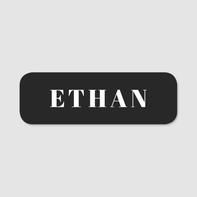 Small Company Business Employee Black White Name Tag (Front)