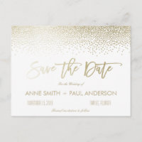 Small Confetti Save the Date Announcement Postcard