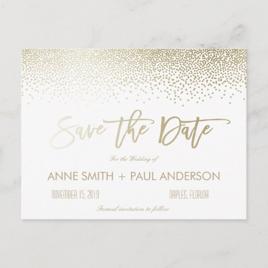 Small Confetti Save the Date Announcement Postcard