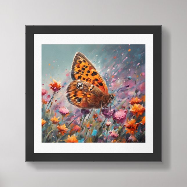 Small Copper Butterfly Framed Photo Art (Framed Front)