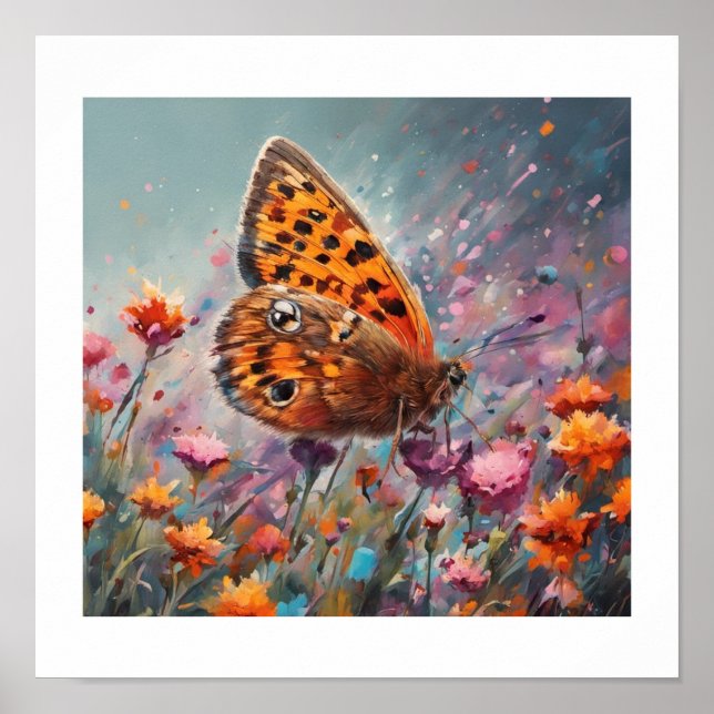 Small Copper Butterfly Framed Photo Art (Front)