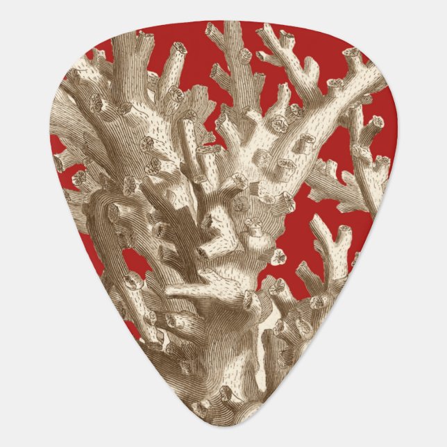 Small Coral in Red Guitar Pick (Front)
