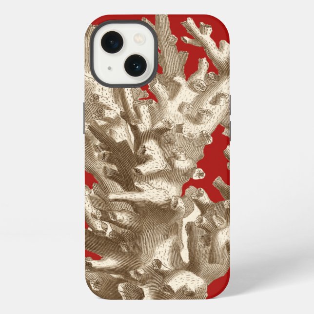 Small Coral in Red Iphone Case (Back)
