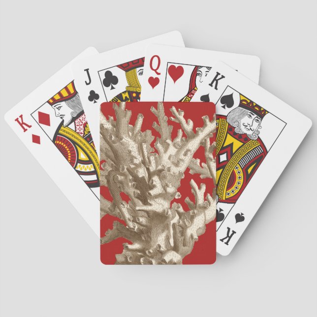 Small Coral in Red Poker Cards (Back)