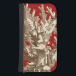 Small Coral in Red Phone Wallet<br><div class="desc">Go underwater to explore the sea with all these different sea creatures. This vintage piece of sea art involving a red background and stylish tan coral is a perfect addition to any sea anemone lovers. Get your art print today on your product.</div>