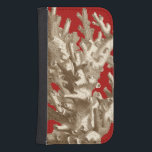 Small Coral in Red Phone Wallet<br><div class="desc">Go underwater to explore the sea with all these different sea creatures. This vintage piece of sea art involving a red background and stylish tan coral is a perfect addition to any sea anemone lovers. Get your art print today on your product.</div>
