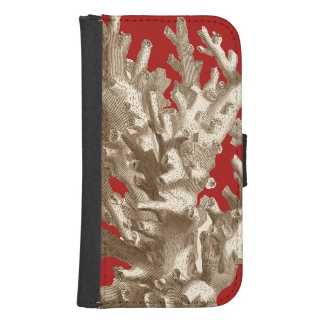 Small Coral in Red Samsung Galaxy Wallet Case (Front)