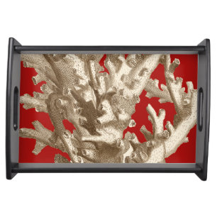 Small Coral in Red Serving Tray