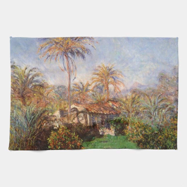 Small Country Farm in Bordighera by Claude Monet Kitchen Towel (Horizontal)