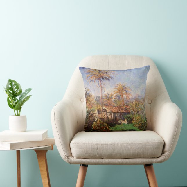 Small Country Farm in Bordighera by Claude Monet Throw Pillow (Chair)