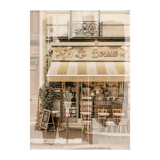 Small Cozy Breakfast Place, Bakery in Paris Acrylic Print (Front)