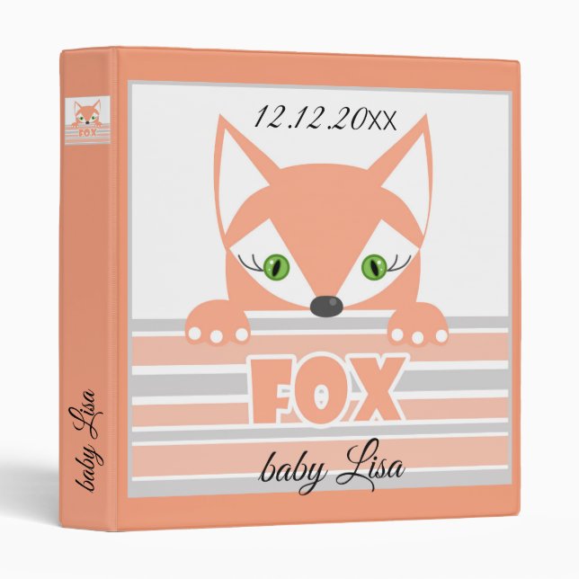 Small, curious Fox, Fox, Red Fox 3 Ring Binder (Front/Spine)