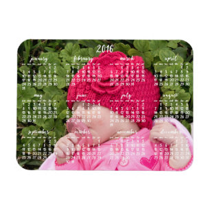 Small Custom 2016 Magnetic Calendar 3x4 Magnet
