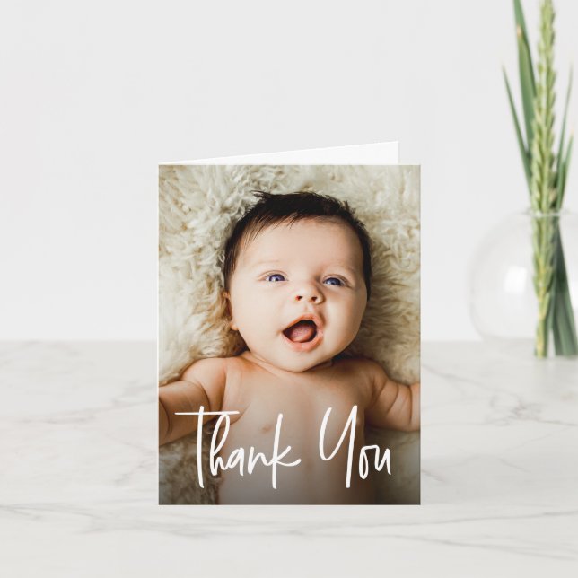 Small Custom baby shower Photo Thank You Card (Front)